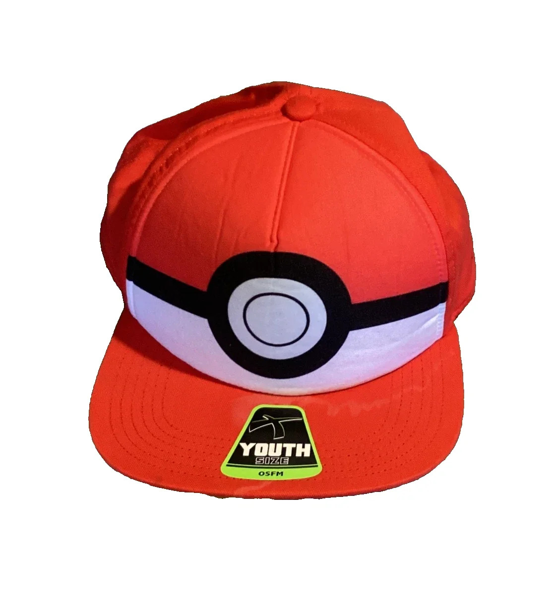 Pokémon Hat Boys Youth Red White Black OSFM Poké Ball Adjustable Snapback