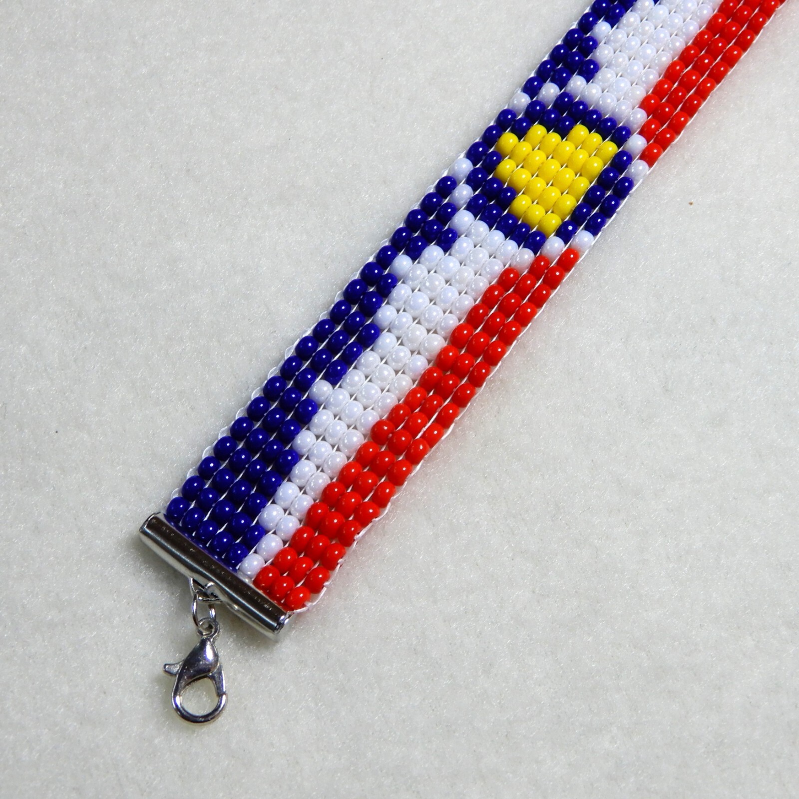 Utah state flag bead bracelet, handmade, adjustable length, beehive state