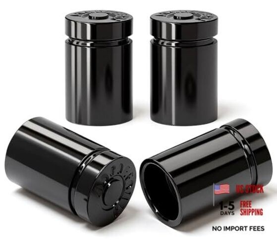 4PCS Bullet Shell Tire Valve Stem Caps, Leak-Proof Air 4 pcs Bullet - Black