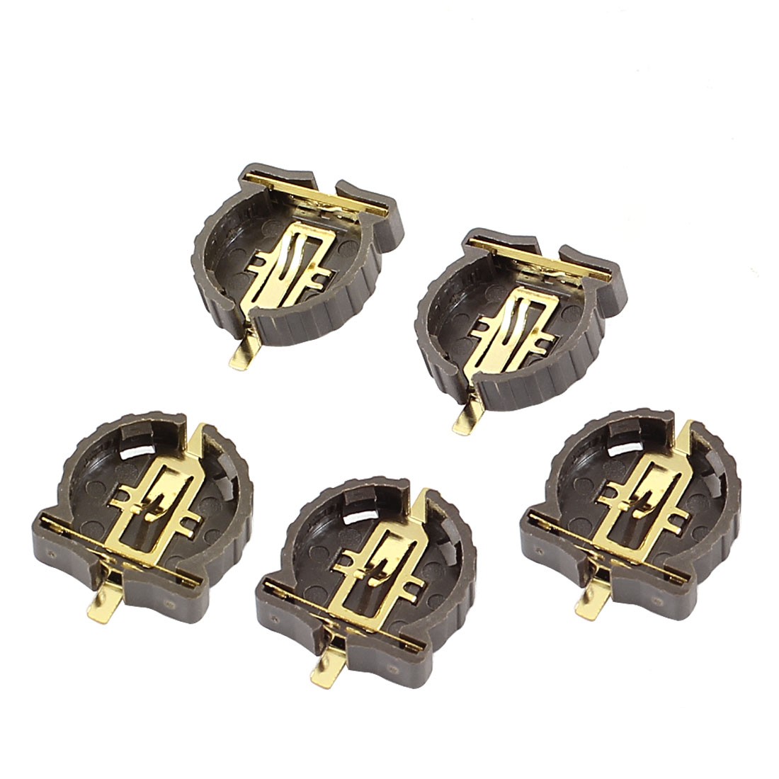 5 Pcs Black Plastic Shell CR1220 Cell Battery Sockets Holder