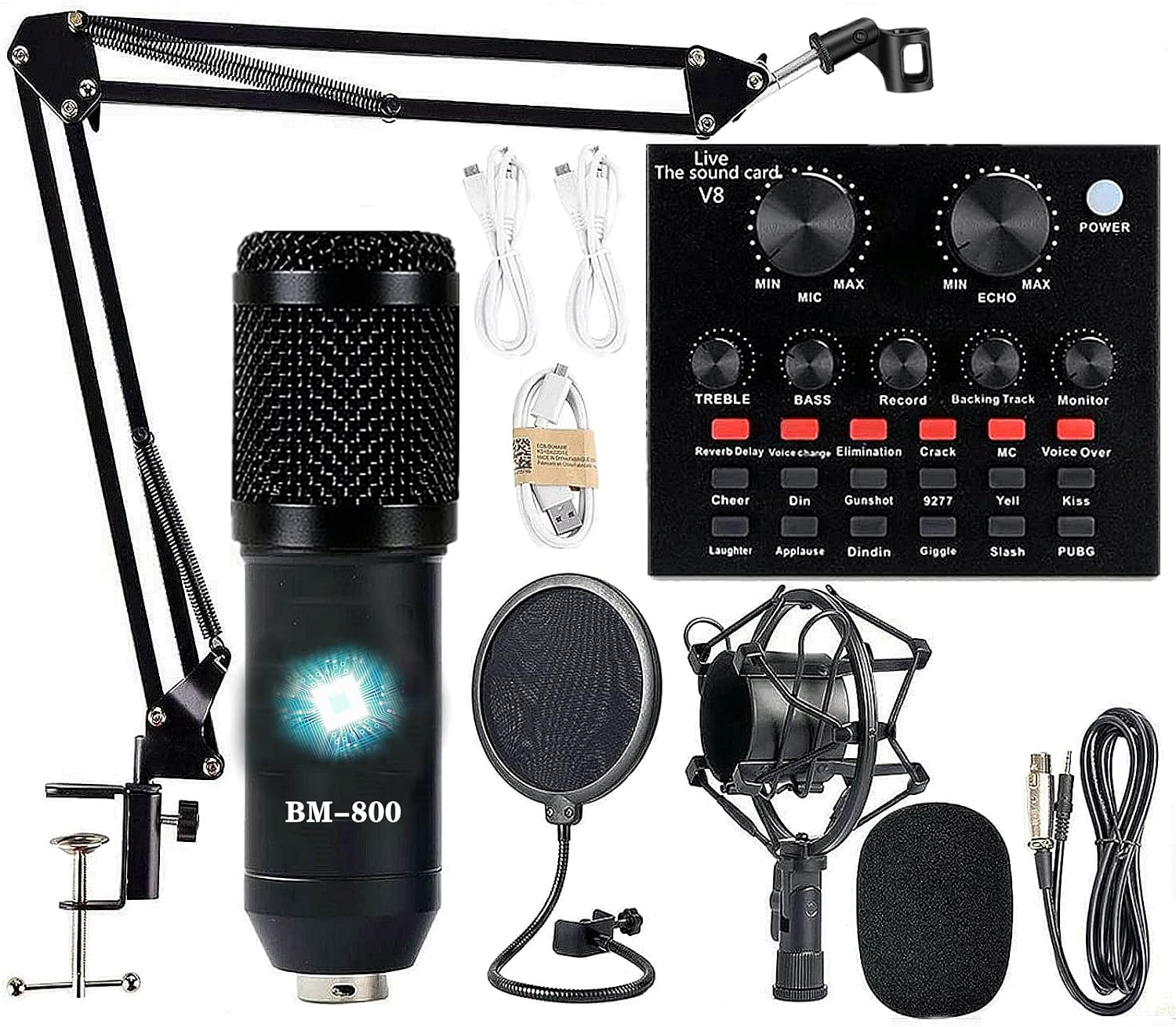 Podcast Equipment Bundle, BM-800 Condenser with Voice Changer, Recording Studio