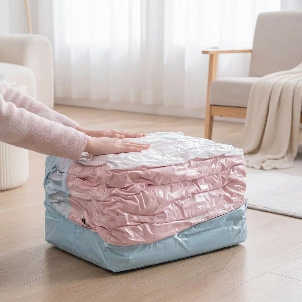 Manual Compression Vacuum Storage Bags, Reusable PA PE Clothing Storage
