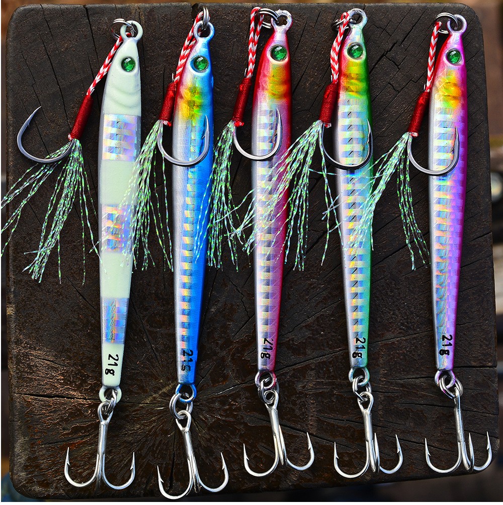 5pcs 7g-100g Metal Jig Lure Shore Spoon Jigging Bass Saltwater Fishing Tackle