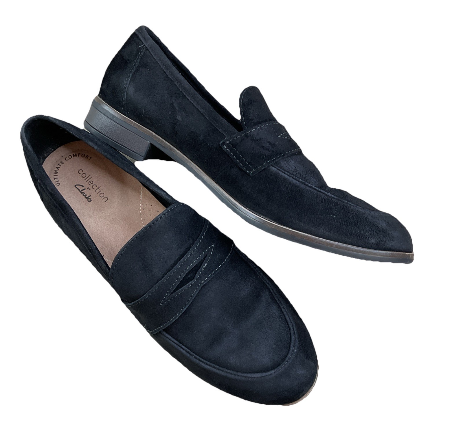 Clarks Loafers Shoes Women Sz 9 Ultimate Comfort Collection Black Suede Career