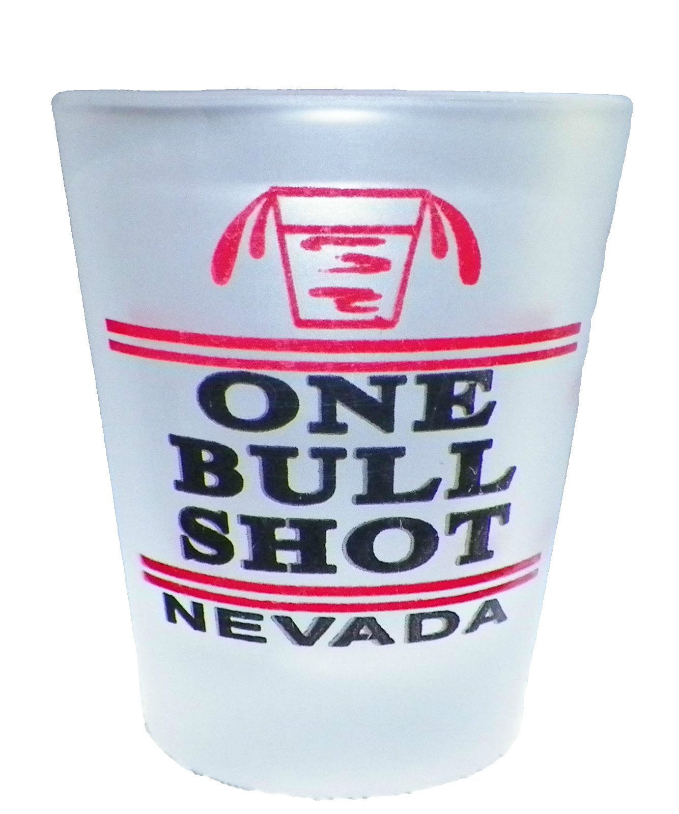 Souvenir Shot Glass Glass Barware ONE BULL SHOT NEVADA