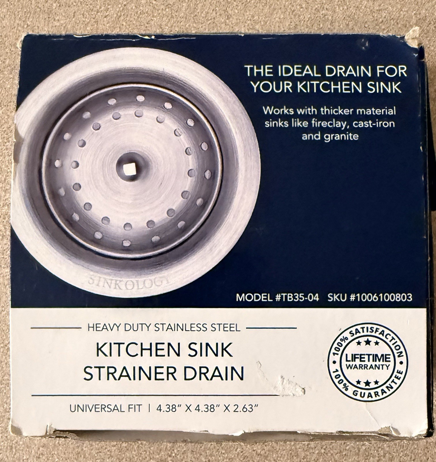 Sinkology TB35-04 Heavy Duty Kitchen Sink Strainer Drain Stainless Open Box
