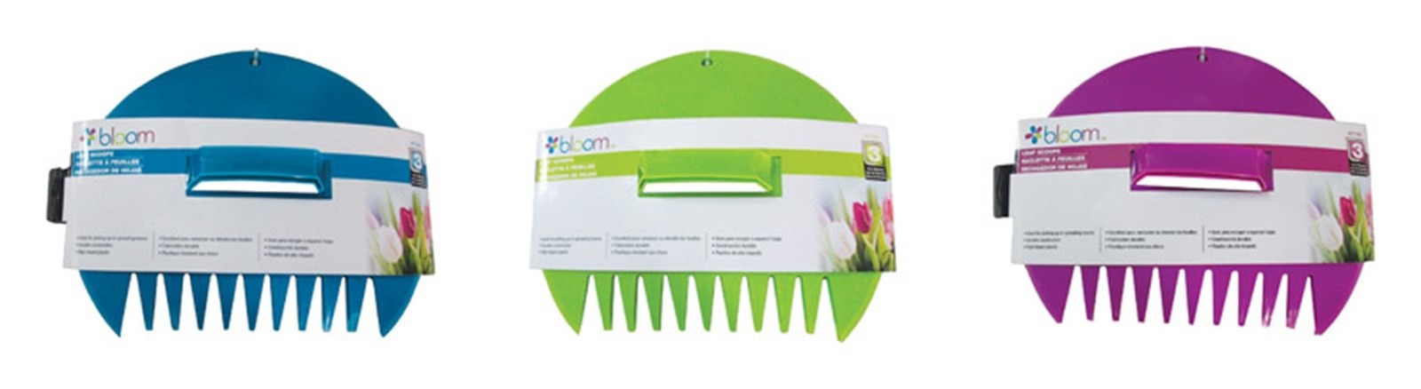 Bloom 2110BL Assorted Poly 12-Tines Leaf Scoop with Plastic handle (Pack of 6)