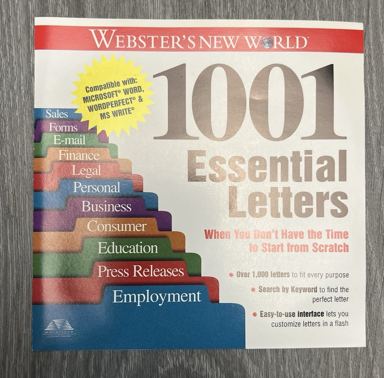 Websters New World 1001 Essential Letters Windows 95 CD Missing Case