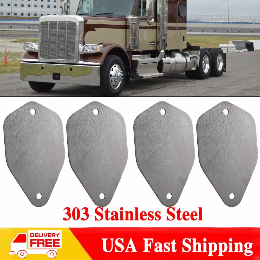 4PCS For Peterbilt Cab Roof Plates Horn Block Off Plates Stainless Steel Kit USA