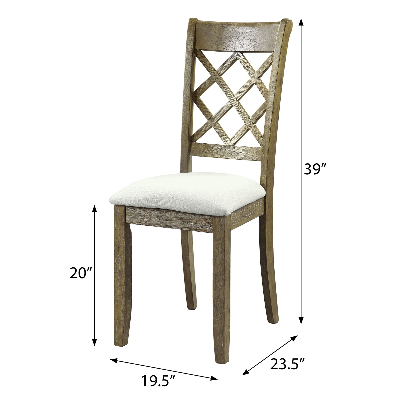 Beige and Rustic Oak Lattice Back Side Chairs