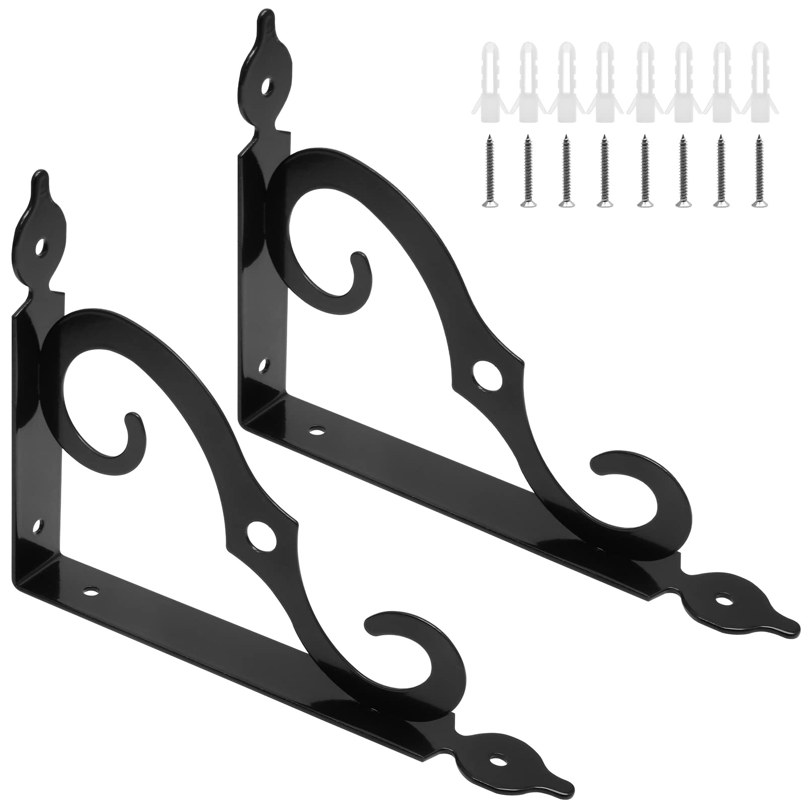 2 Pcs L Bracket Decorative Shelf Brackets Wall Floating 7.4 Inch Black