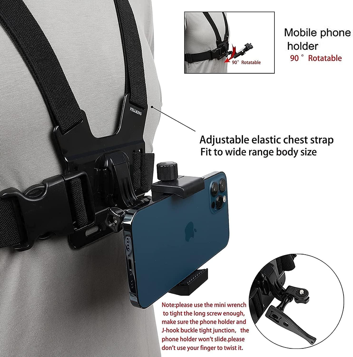 Accessory Kit for DJI Osmo Action: Camera Chest Strap, Camera Head Mount, Camera
