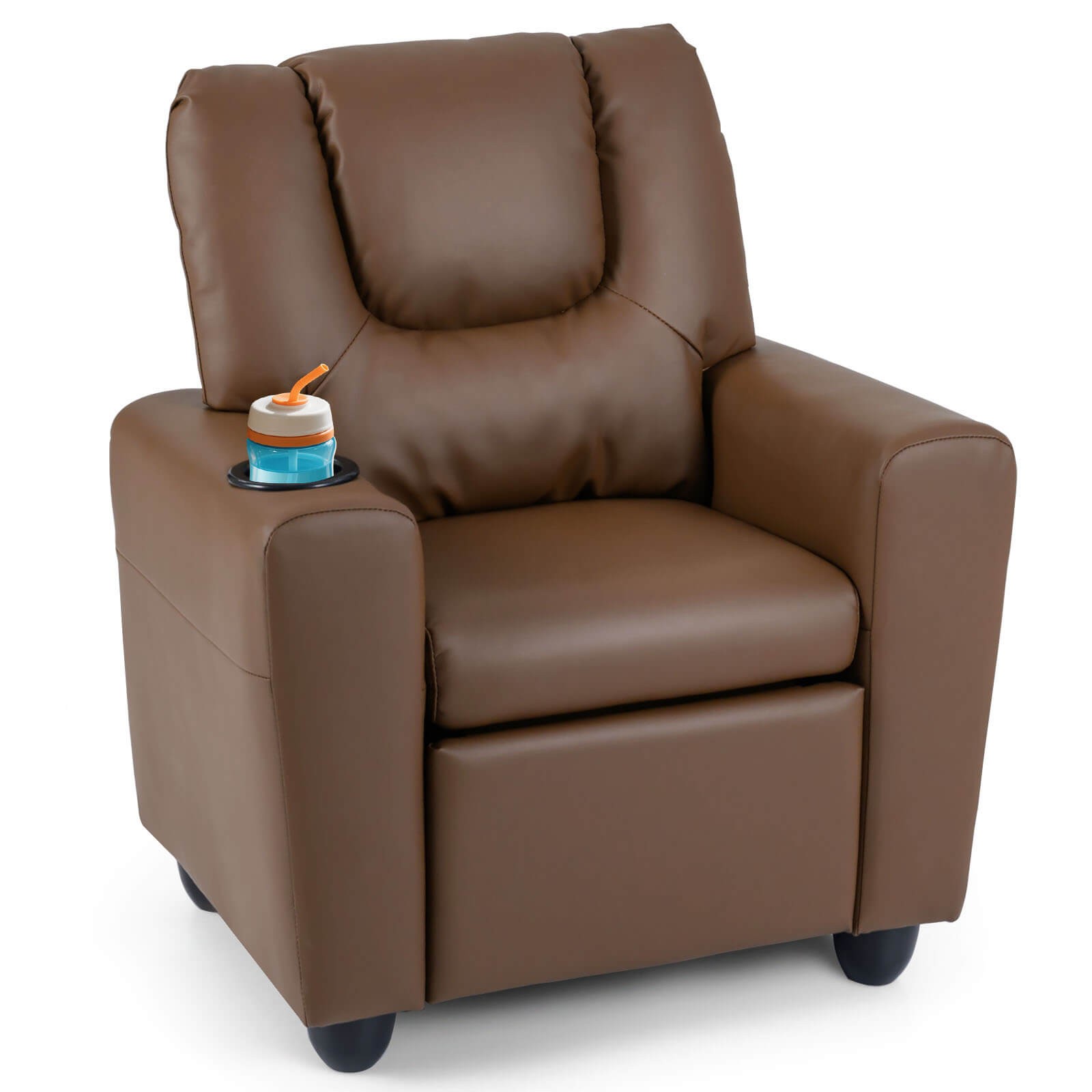 Kids Recliner w/Cup Holder Adjustable Backrest & Footrest for Boys & Girls