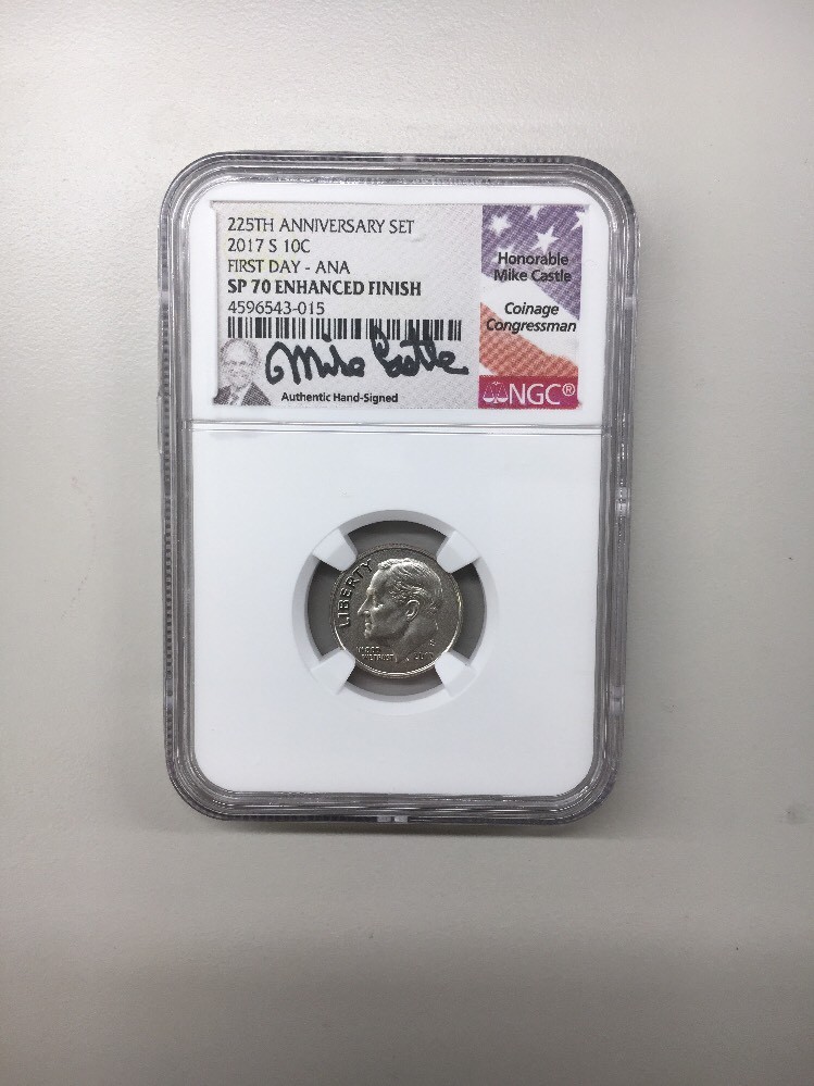2017 S ROOSEVELT DIME NGC SP70 ENHANCED FINISH FIRST DAY ISSUE ANA MIKE CASTLE