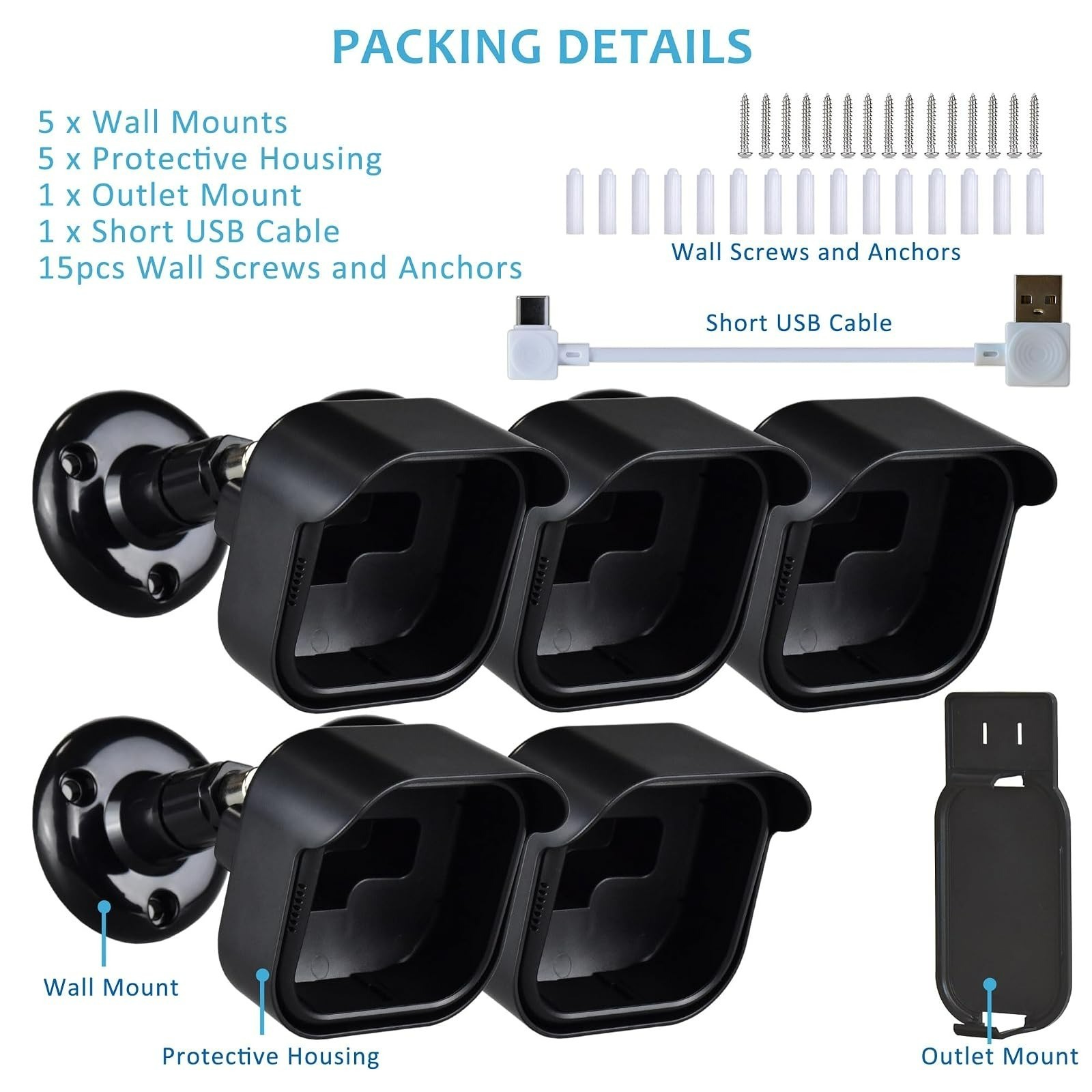 GoHonor Blink Outdoor 4/2K+ Camera Mounting Brackets - 5 Pack