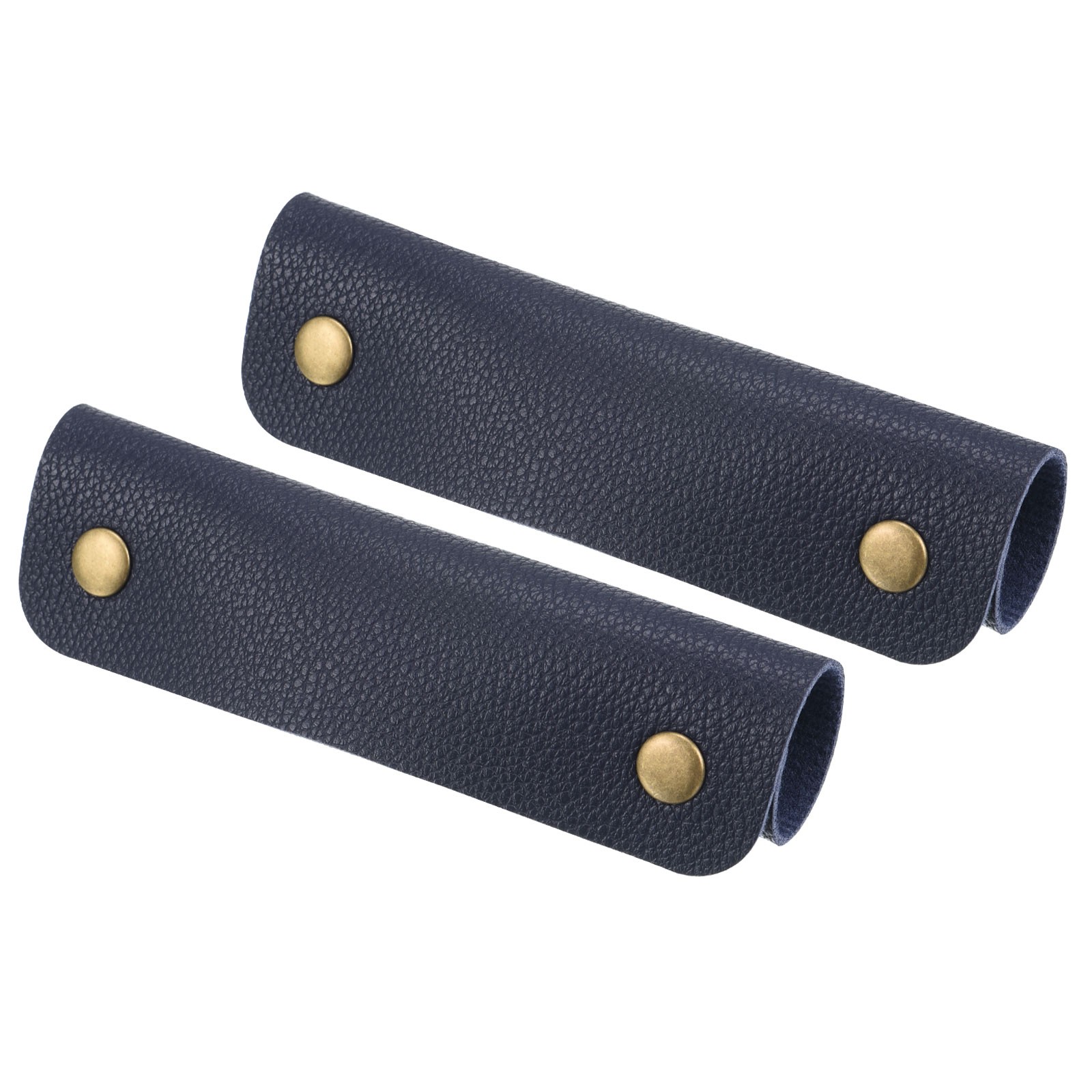 Luggage Handle Wrap, 2 Pack PU Handbag Grip Identifier with Clasp, Dark Blue