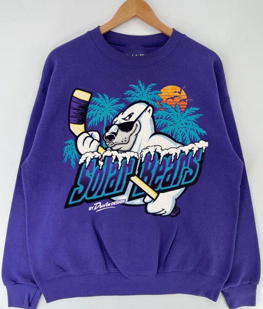 Orlando Solar Bears Hockey Champion purple color crewneck sweatshirt VK07484