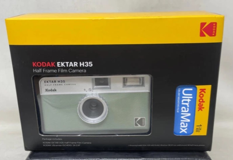Kodak Ektar H35 Half Frame Film Camera with Ultramax ISO400/24 Film, Sage | NEW