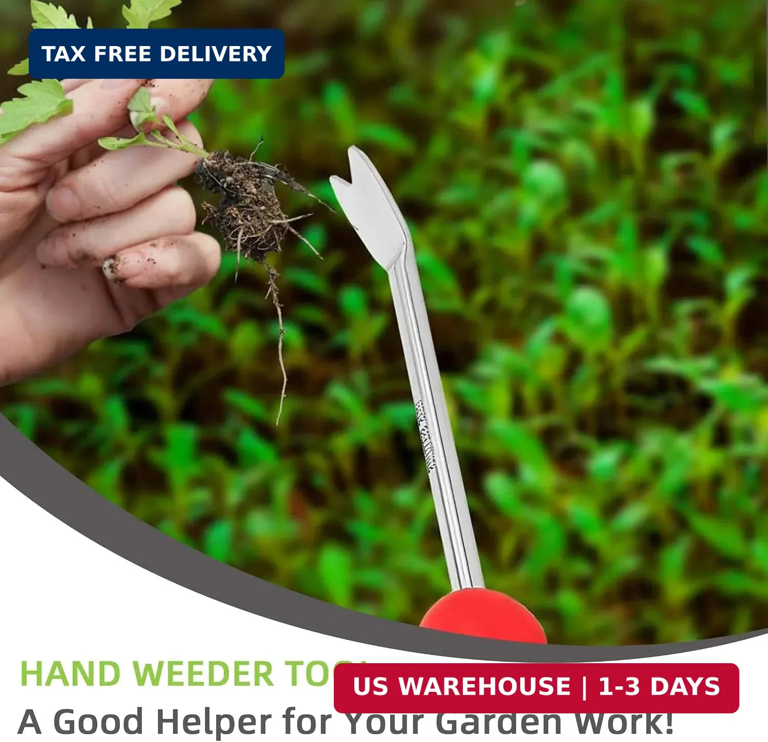 Weed Puller Tool, Dandelion Weeder Puller Tool with Soft Handle, Two-Pronged For