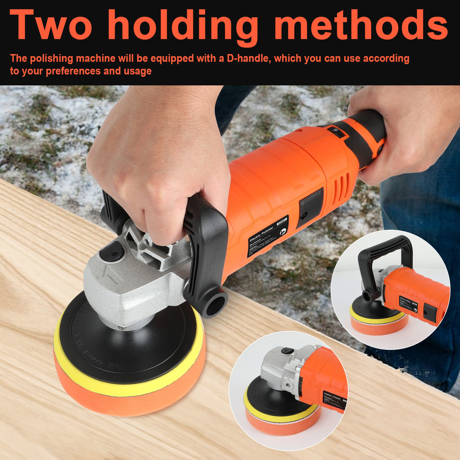 Car Buffer Polisher Waxer 7-Speed Rotary 6" + 7" Backing Plate Polishing Machine