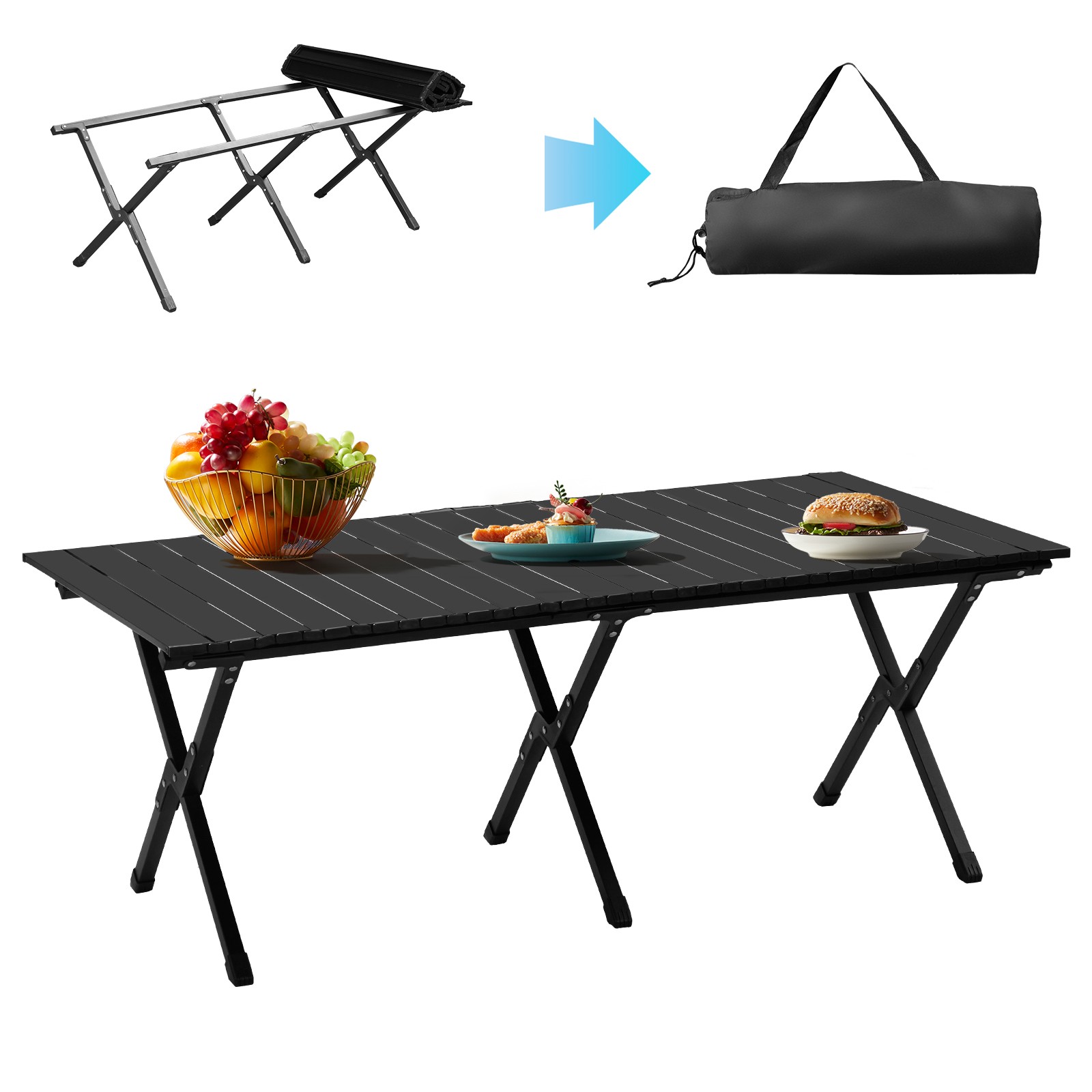 46" Folding Ultralight Collapsible Table Outdoor Camping Table for Travel Hiking