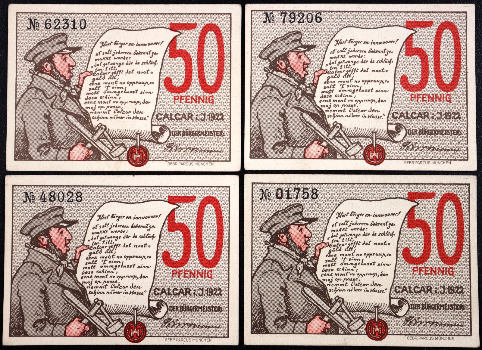 CALCAR 1922 "Historical Views" Complete Series German Notgeld