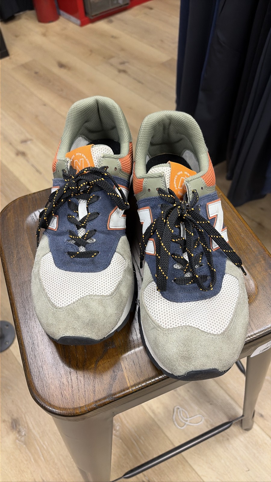 New Balance 574 Cordura Legacy Navy Orange Grey Mens Shoes 12