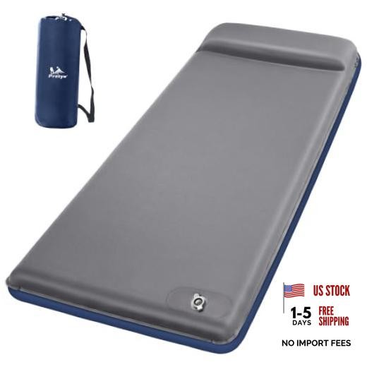 Memory Foam Sleeping Pad, 3 Inch Thick Self Inflating Camping Grey-Blue