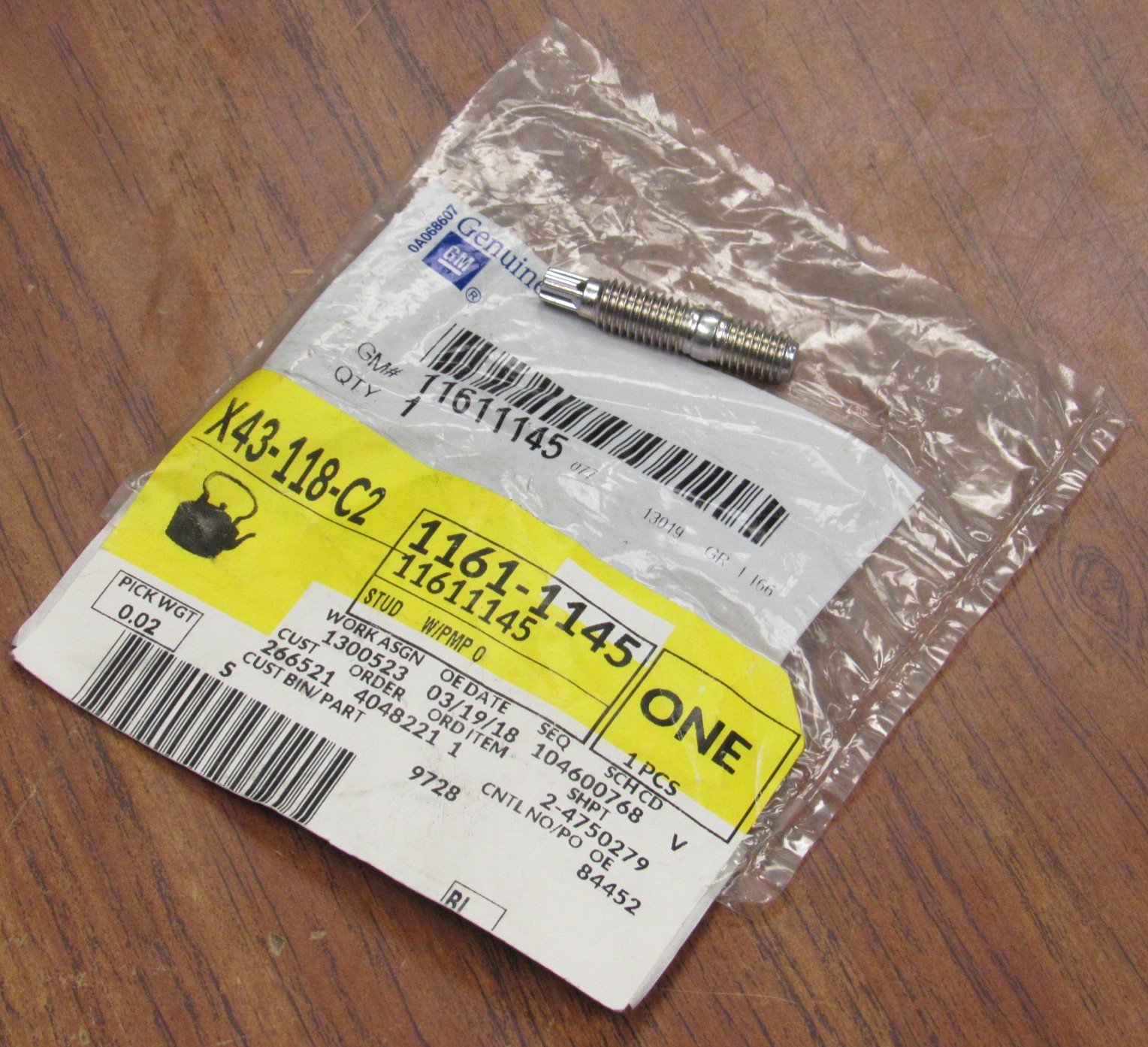 New GM OEM 11611145 Water Pump Stud