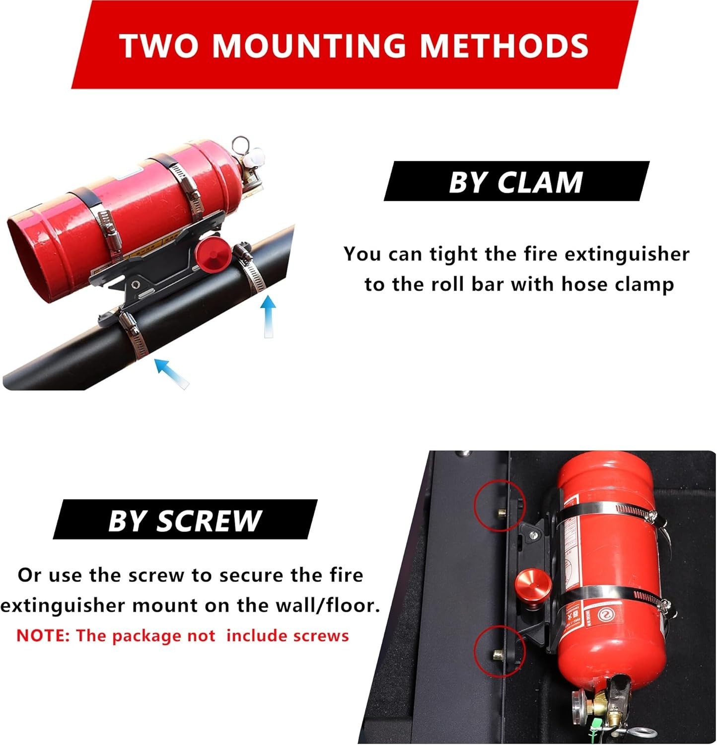 Quick Release Fire Extinguisher Mount - Aluminum Adjustable UTV Roll Bar Fire...