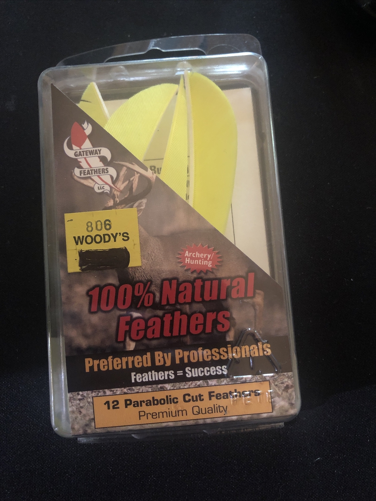 Gateway Feathers 4" Left Wing Parabolic Solid Colors - ONLY 4/FEATHERS Yellow