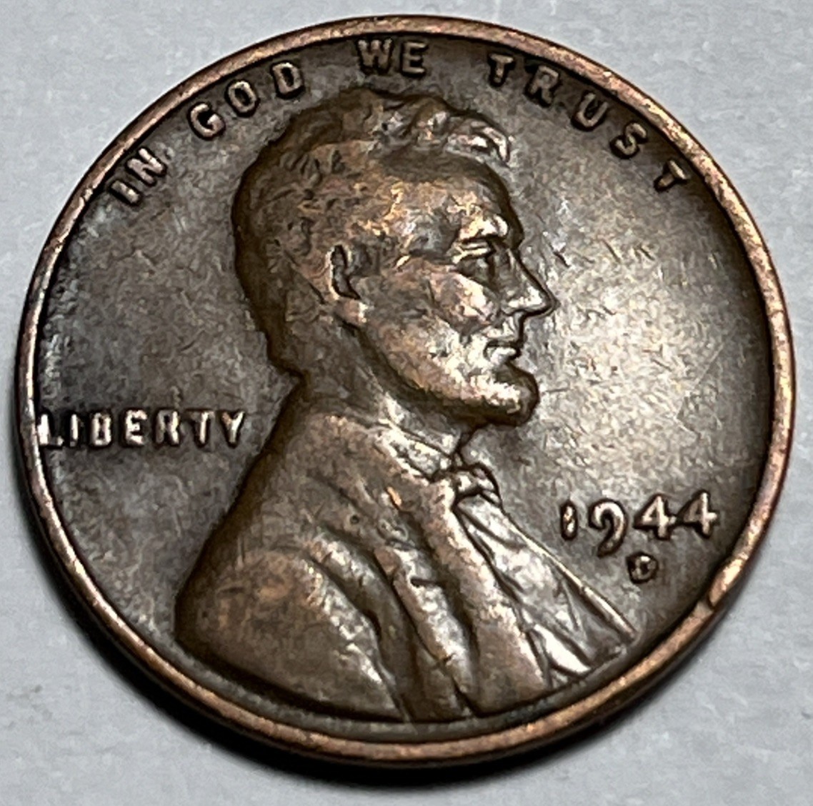 1944 D Wheat Penny Error 4 Touching 4 Date Error