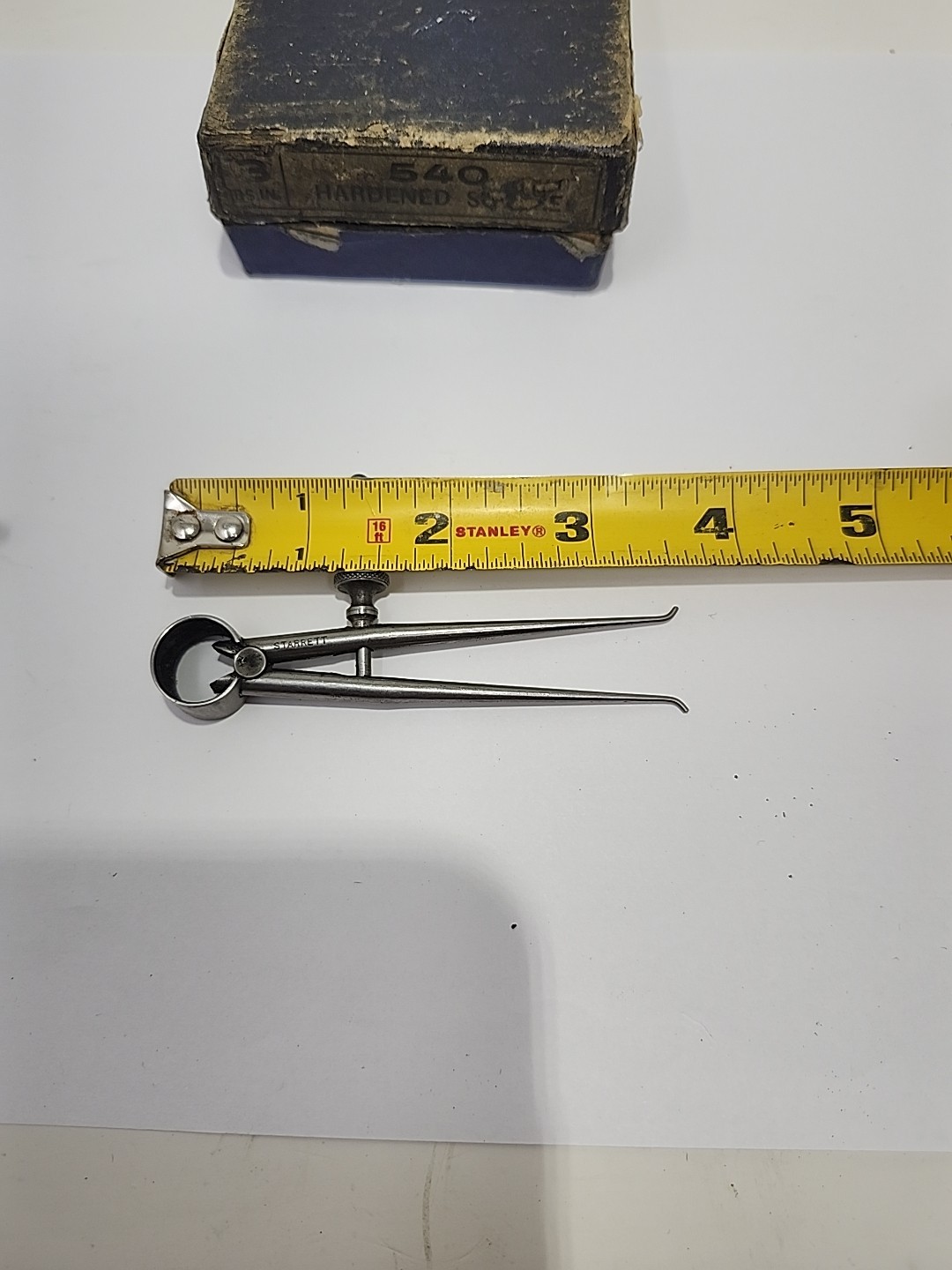 Starrett Athol Machine 3 1/2 " Round Flat Leg Inside Caliper Machinist Tool