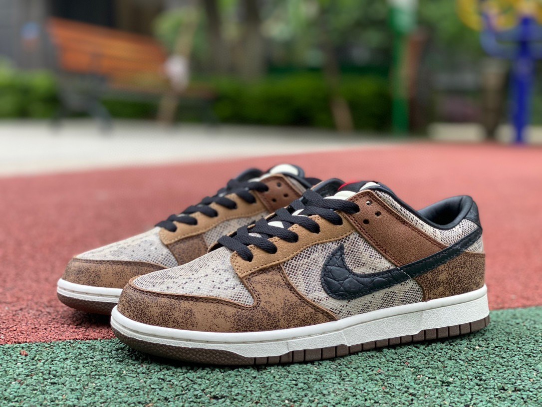 NK DK Low Premium CO.JP Brown Snakeskin FJ5434-120 Men's Shoe Sizes 4-12