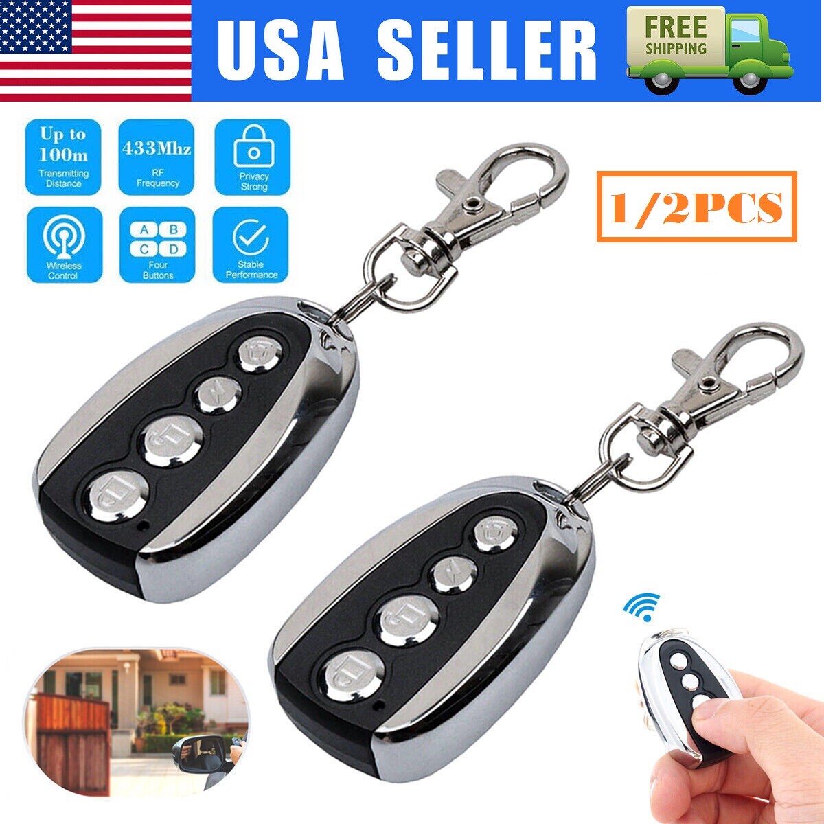 2× Remote Control Backup Key For Automatic Sliding Gate Opener Operator Hardware