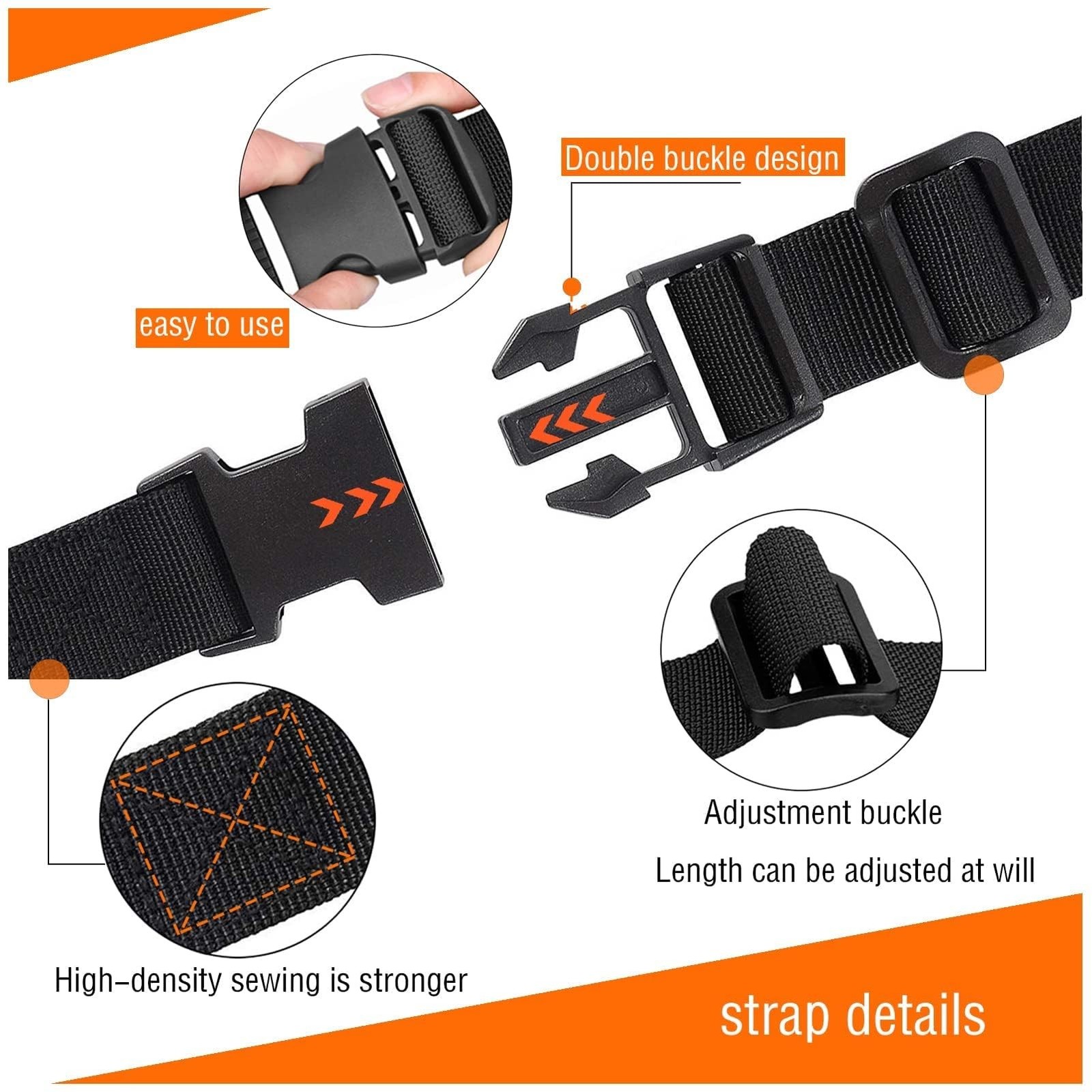 Nylon Strap with Buckle, Quick Release Short Adjustable Straps with Buckles, ...