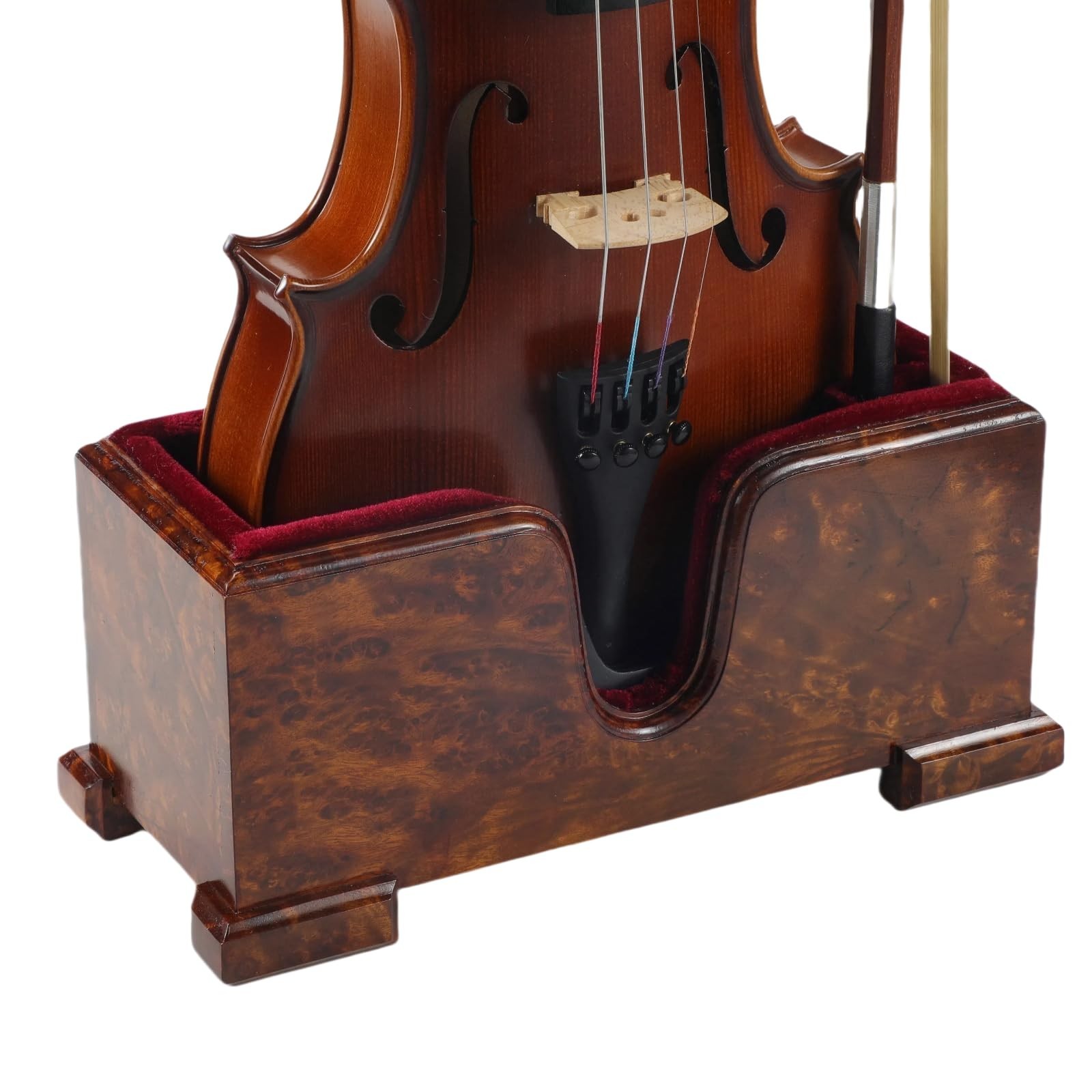 Violin and Bow Holder (Stand), Wooden Violin Holder Floor Display with Velvet...