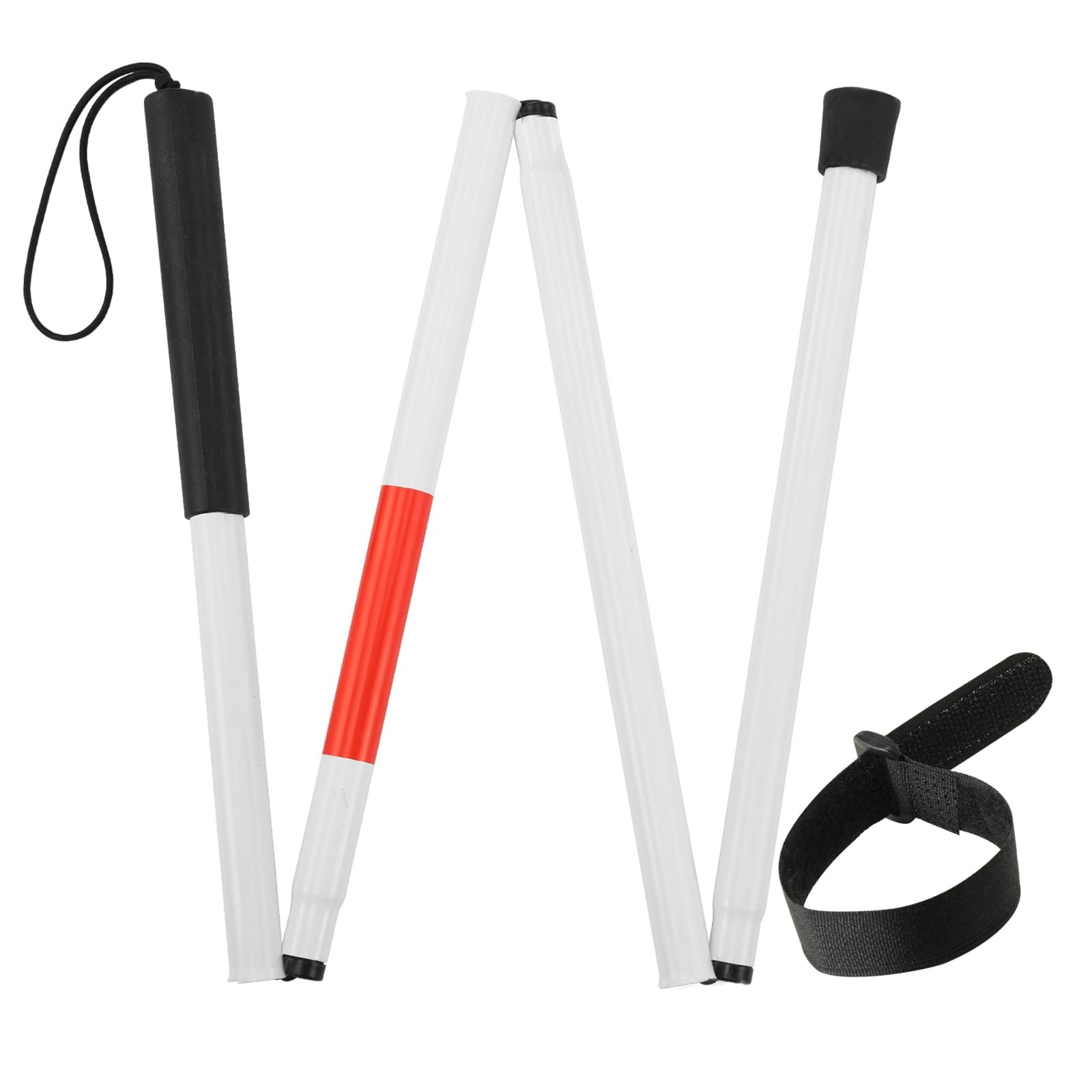 Folding Blind Cane Reflective Red Walking Stick for Vision 52 inch