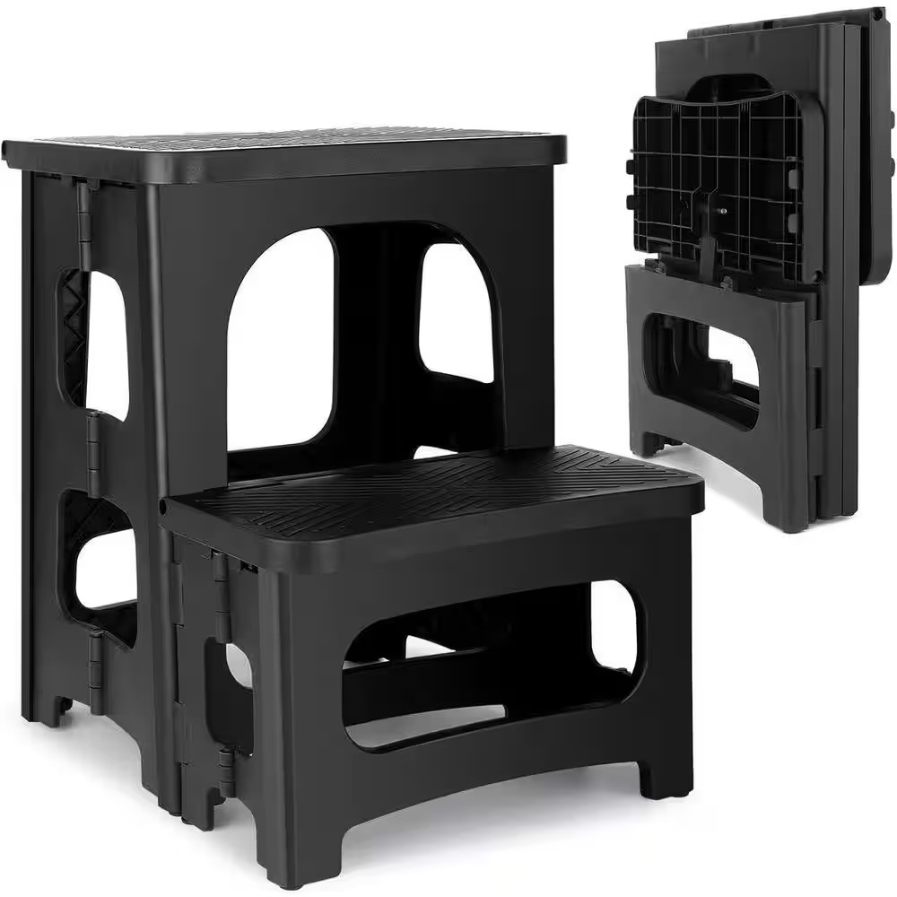 1.5 Ft. Reach Dual Height Non-Slip Folding Step Stool for Adults and Kids, 8 and
