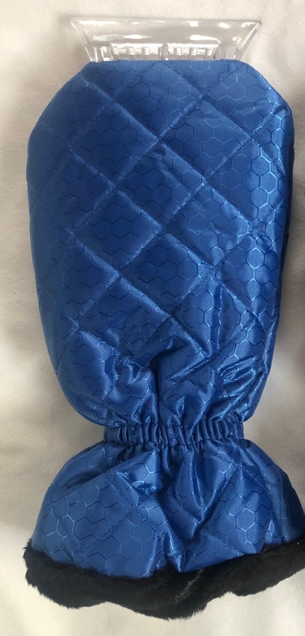 Car Windscreen Ice Scraper With Glove Snow Remover Waterproof Lined Blue