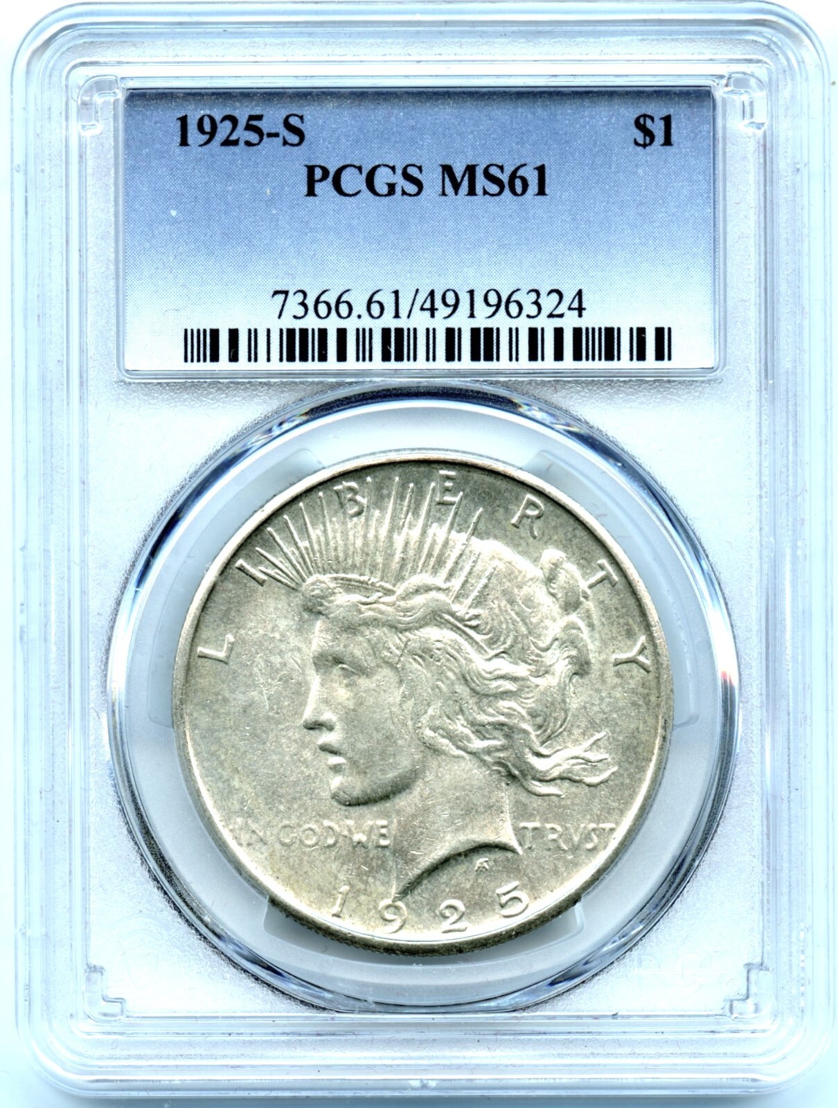 1925-S Peace Dollar, PCGS MS61