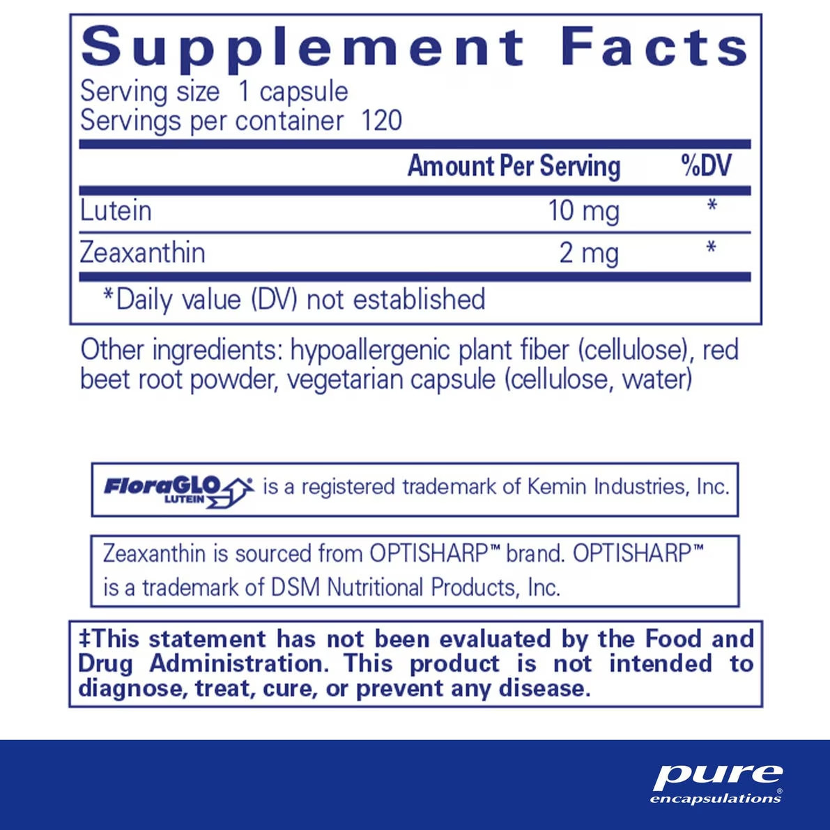 Pure Encapsulations Lutein /Zeaxanthin 120 Capsules