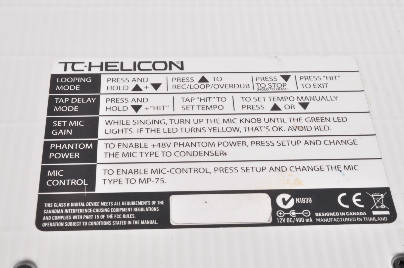 TC HELICON VoiceLive Play GTX Vocal Effect Processor 12326446 With AC Adapter