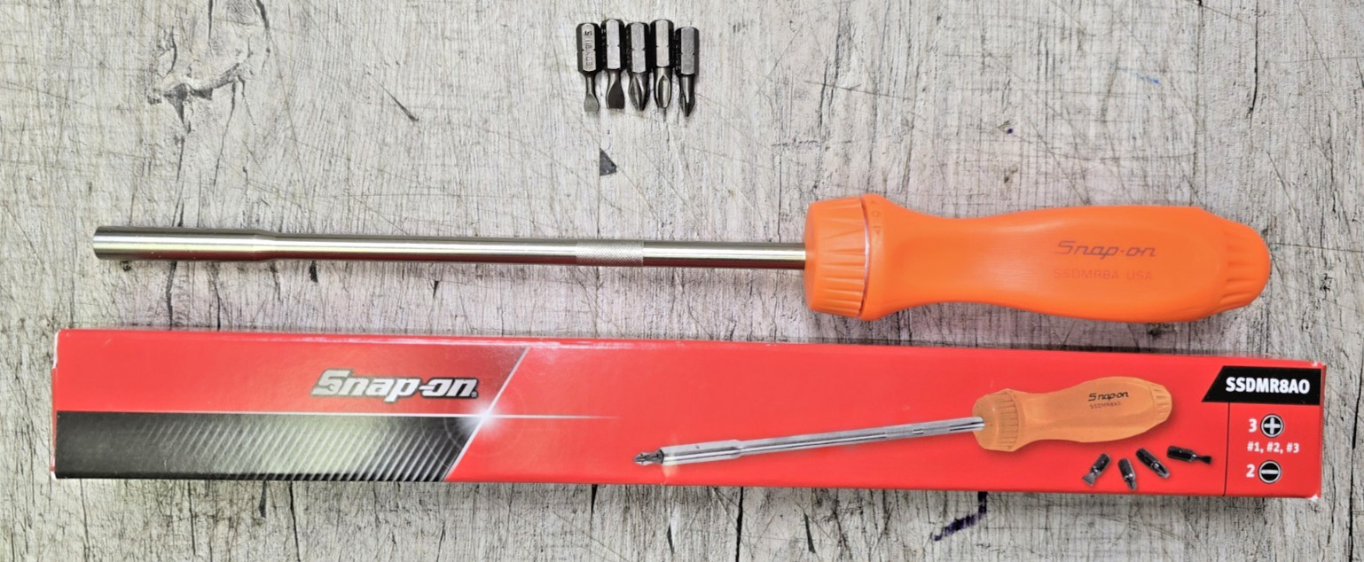 Snap-On ™ Tools  ssdmr8ao ratcheting screwdriver with 5 bits Electric Orange New