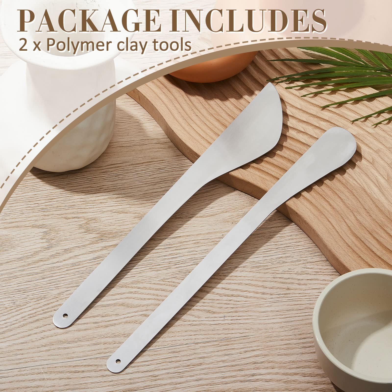 Stainless Steel Pottery Tools Clay Tools 2 Pieces Modeling Sculpture Tools Mo...