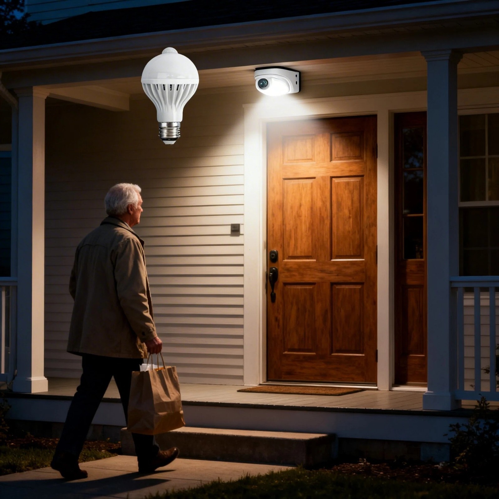4-Pack to Dawn E26 PIR Motion Sensor Lamp 9W LED Bulb Light Infrared Motion