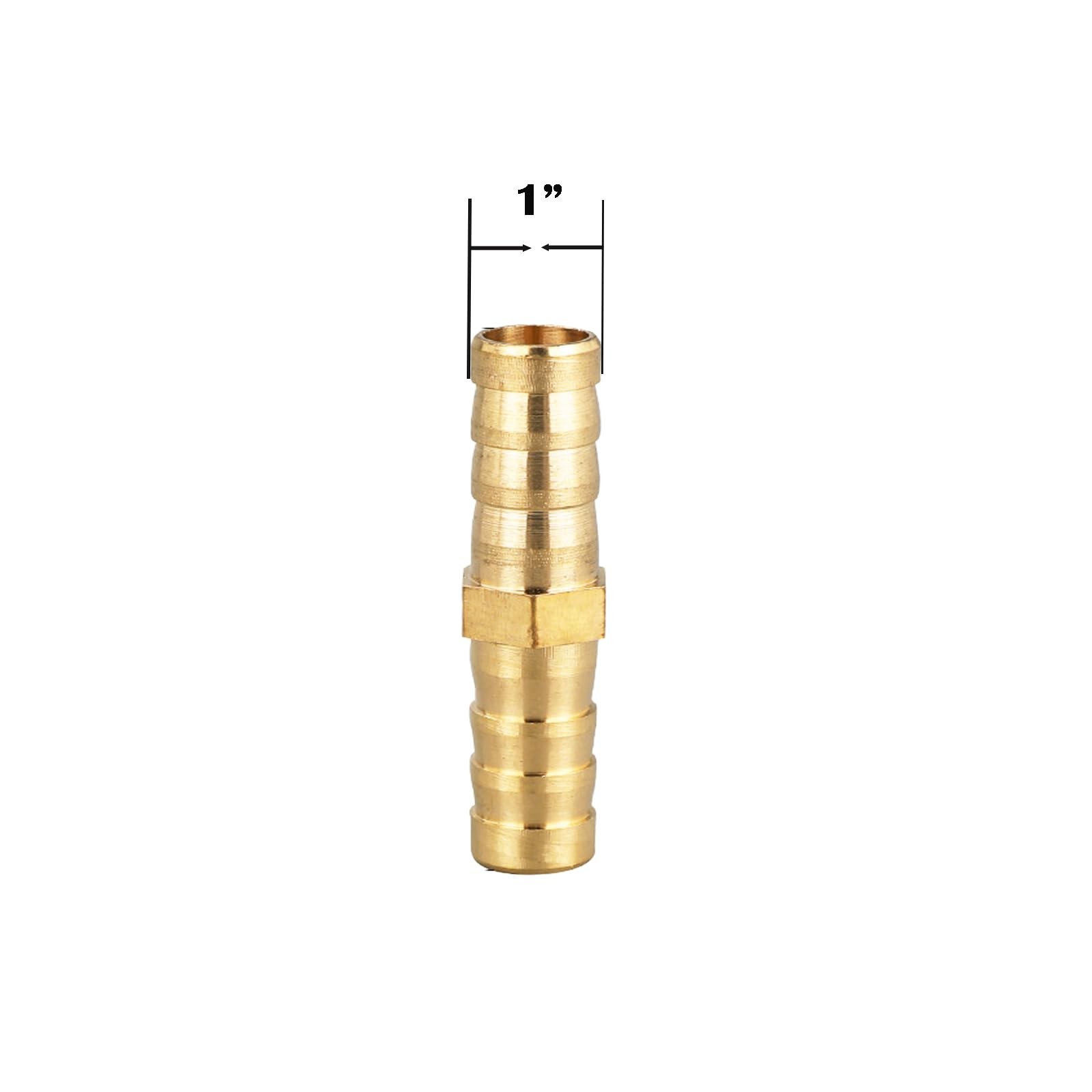 Hose Barb Fitting 2 PCS 1 Inch ID Hex Union Brass With 4 Stainless Clamps