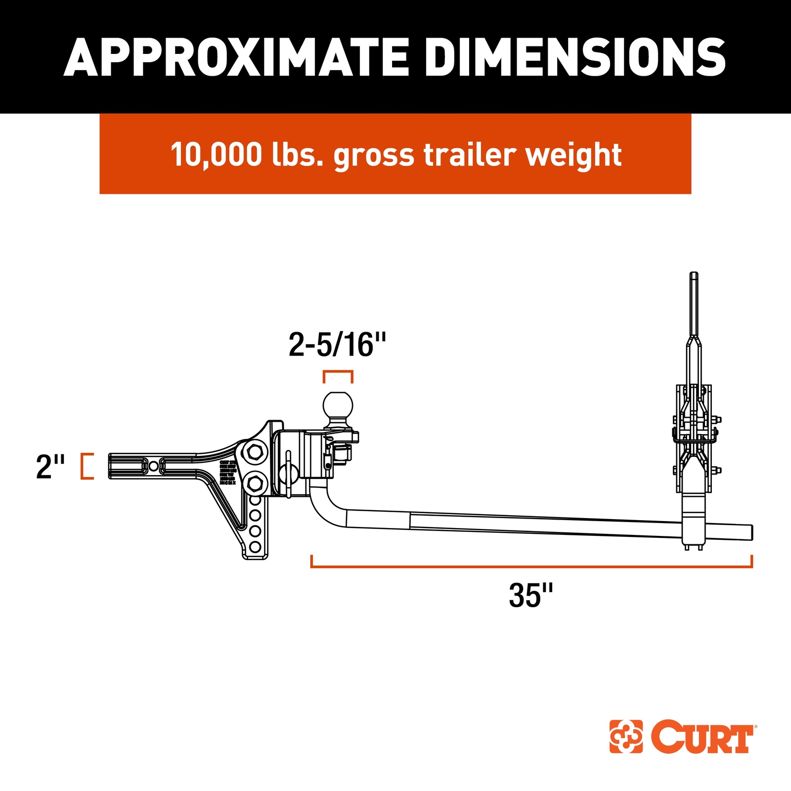 TruTrack 2P Trailer-Mounted Weight Distribution Hitch, 8-10K