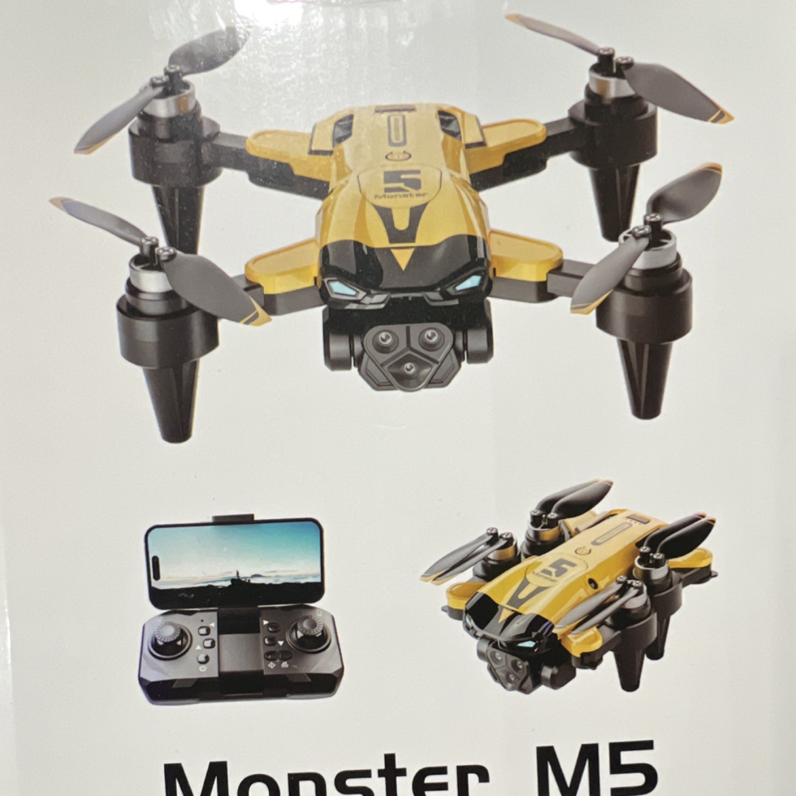 Monster M5 Brushless Quadcopter Drone Obstacle Avoidance HD Yellow