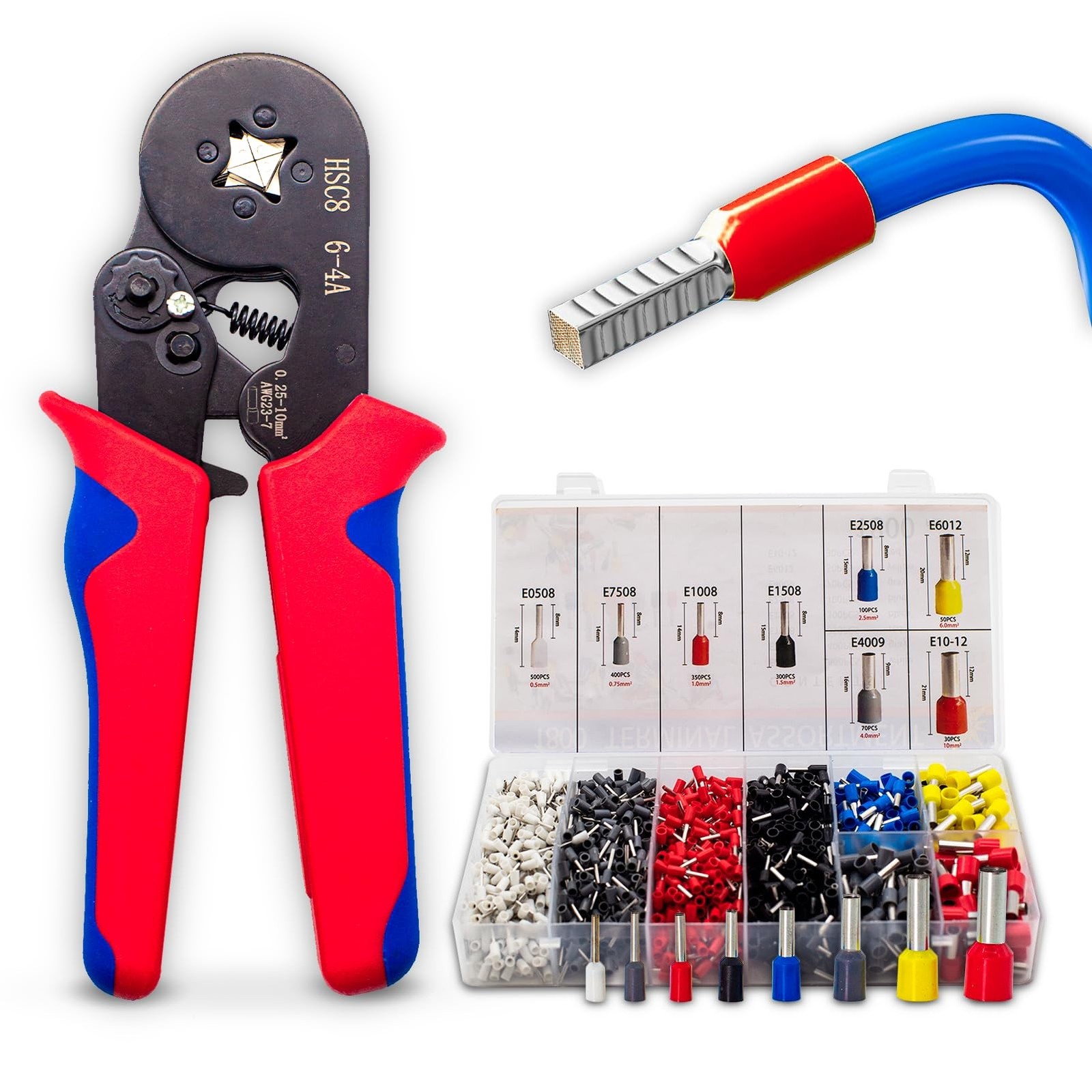 Professional Ratcheting Ferrule Crimping Tool - 23-7AWG, 1800PCS Ferrules Kit...